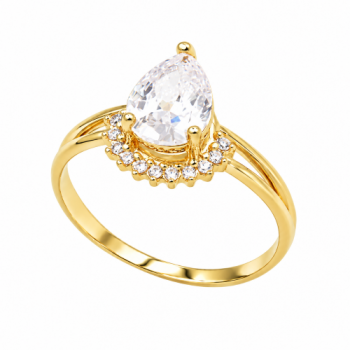 Anel gota cristal zirconia branca embaixo. 1430080