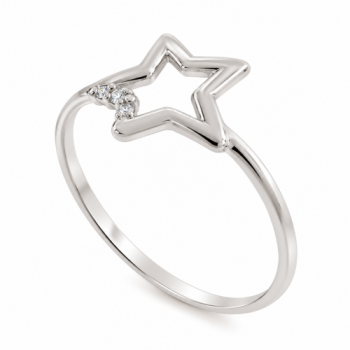 Anel estrela vazada com detalhe zirconia cristal, prata. 341425
