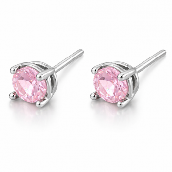 Brinco segundo furo redondo zirconia rosa 5mm, prata. 350064 Brinco segundo furo redondo zirconia rosa 5mm, prata. 350064