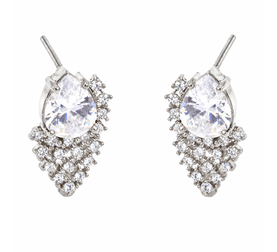 Brinco gota cristal com cascata de zirconia cristal. 16x9mm. 3530100