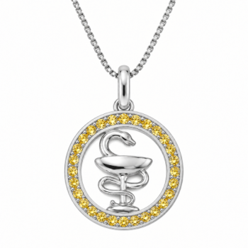 Colar profissao farmacia zirconia amarelo topazio, prata. 361643