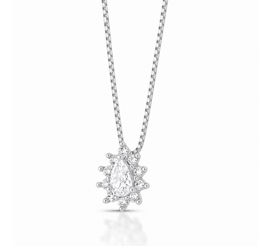 Colar gota cristal 9mm, zirconia cristal em volta. 3635560