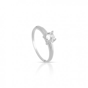 Anel solitario 4,5mm quadrado zirconia cristal, prata. 341145