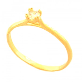 Anel solitario zirconia cristal 3.5mm laterais lisa. 140007
