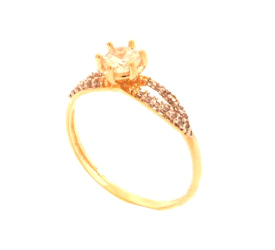 Anel solitario aro vazado zirconia 5mm cristal. 140015