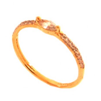 Anel solitario navete 6mm cristal zirconia cristal nas laterias. 140040