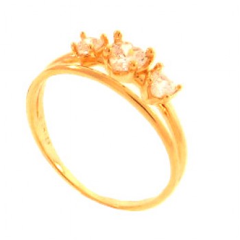 Anel aro liso com 3 coracoes zirconia cristal. 140047