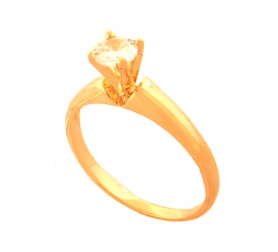 Anel solitario zirconia 5mm cristal aro liso. 140073