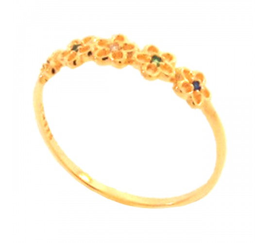 Anel florzinhas miolho zirconia verde, azul e branca. 140076