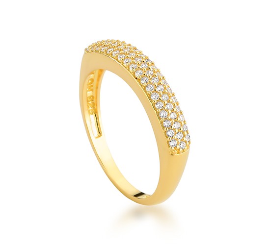 Anel pave reta fina zirconia cristal. 140569