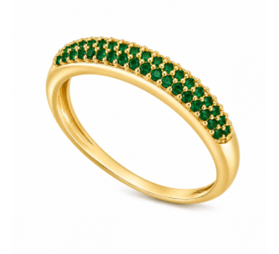 Anel meia alianca zirconia verde. 140575