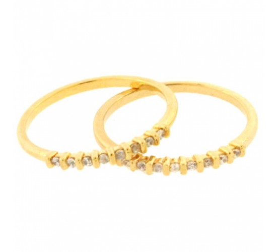 Anel aparador zirconia cristal com filetes entre elas. 140586