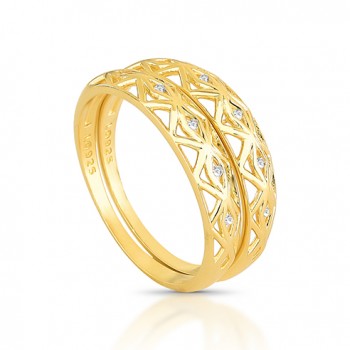 Anel aparador vazado zirconia cristal. 140601