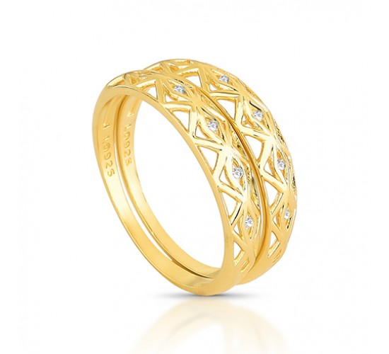 Anel aparador vazado zirconia cristal. 140601