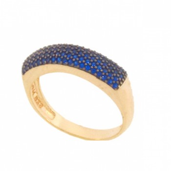 Anel pave media zirconia azul. 140658