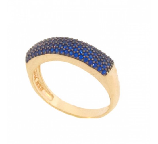 Anel pave media zirconia azul. 140658