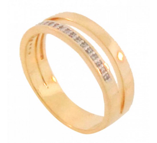 Anel fio liso e fio zirconia cristal. 140705