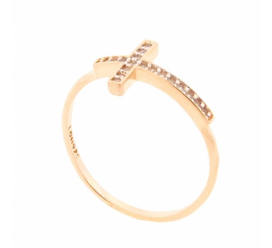 Anel cruz de lado fina zirconia cristal. 140799