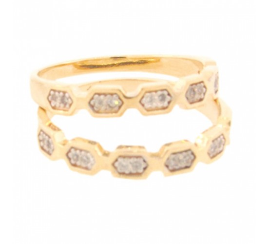 Anel aparador hexagono zirconia cristal. 140841