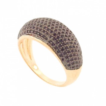 Anel pave grande zirconia negra. 140880