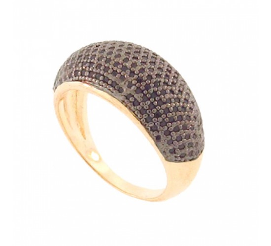 Anel pave grande zirconia negra. 140880