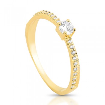 Anel solitario 3,5mm fino sobreposto zirconia cristal. 140968