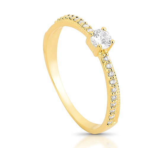 Anel solitario 3,5mm fino sobreposto zirconia cristal. 140968