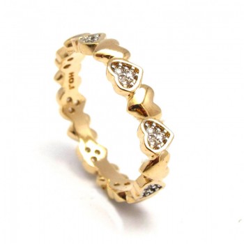 Anel fino intercalado coracoes liso e zirconia cristal. 141064