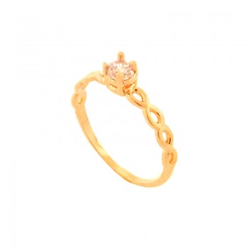 Anel solitario zirconia 3,5mm cristal lateral infinito. 141066