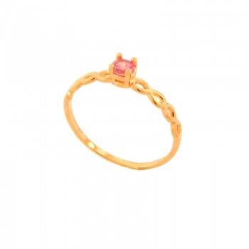 Anel solitario 3,5mm rosa claro lateral infinito.141088
