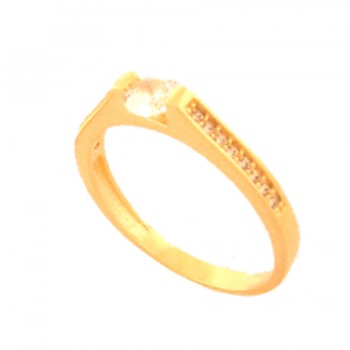 Anel solitario zirconia cristal 3,5mm nas laterais. 141111