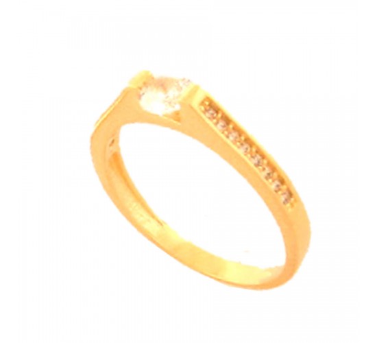 Anel solitario zirconia cristal 3,5mm nas laterais. 141111