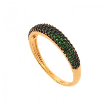 Anel meia alianca pave zirconia verde. 141116