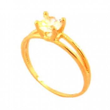 Anel solitario 6mm dois aros zirconia cristal. 141168