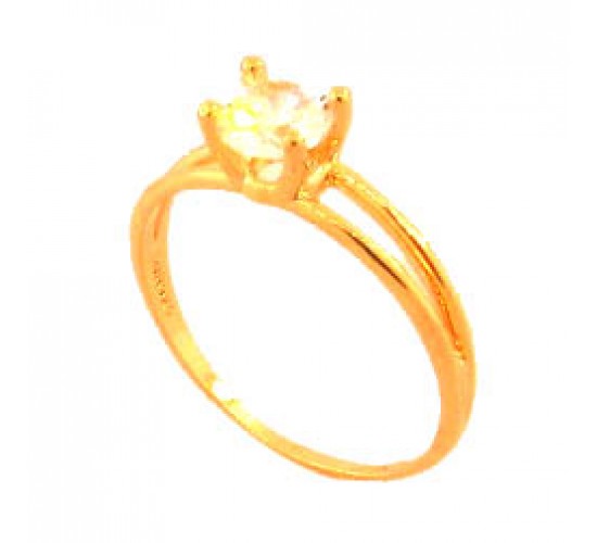 Anel solitario 6mm dois aros zirconia cristal. 141168
