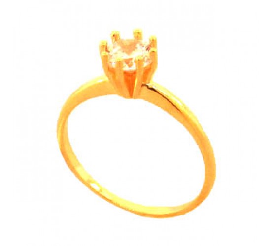 Anel solitario zirconia cristal 6mm. 141175