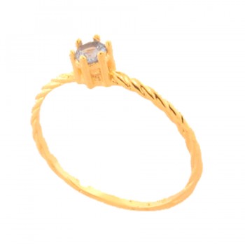 Anel solitario zirconia azul claro 3,5mm aro torcido. 141187