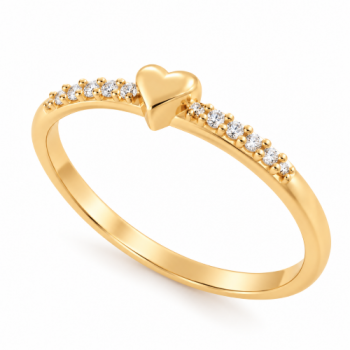Anel fino com coracao liso e zirconia cristal nas laterais. 141206 Anel fino com coracao liso e zirconia cristal nas laterais. 141206