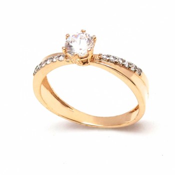 Anel solitario zirconia cristal 5mm aro liso e zirconia cristal.141219