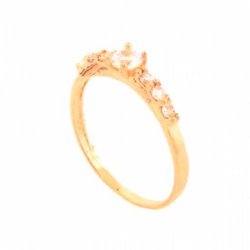 Anel solitario 4mm zirconia cristal 2mm nas laterais. 141336