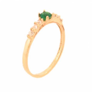 Anel solitario 4mm verde zirconia cristal 2mm nas laterais. 141337