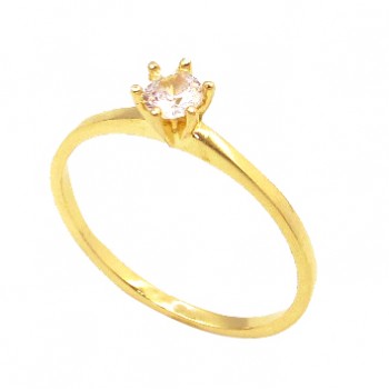 Anel solitario 3,5mm zirconia cristal 6 garras. 141374