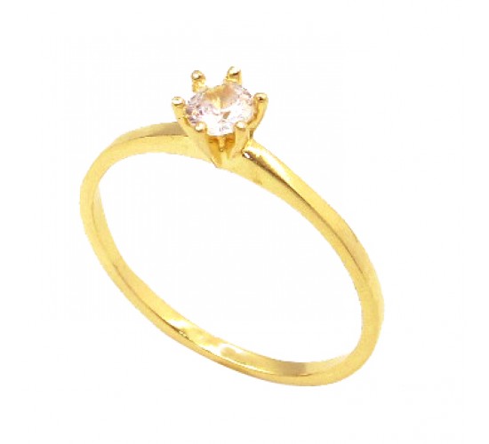 Anel solitario 3,5mm zirconia cristal 6 garras. 141374