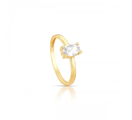 Anel solitario oval zirconia cristal. 141402