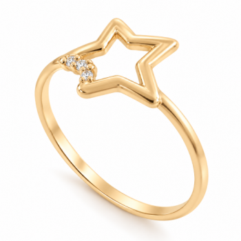 Anel estrela vazada com detalhe zirconia cristal. 141425 Anel estrela vazada com detalhe zirconia cristal. 141425