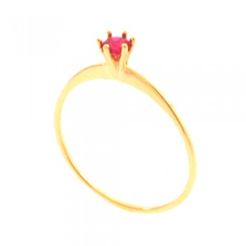Anel solitario zirconia vermelho rubi 3,5mm. 141447