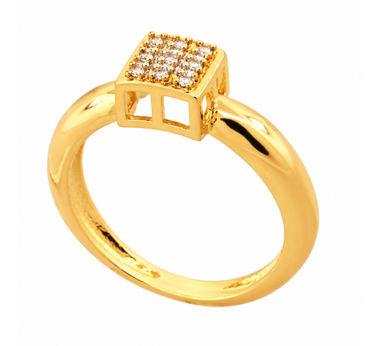 Anel chuveiro quadrado zirconia cristal. 141487