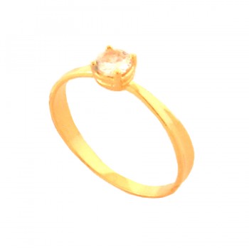 Anel solitario 4mm redondo zirconia cristal. 141497
