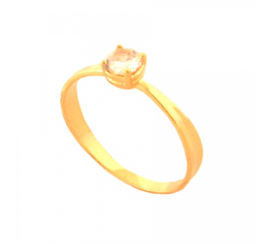 Anel solitario 4mm redondo zirconia cristal. 141497