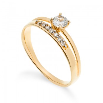 Anel solitario 4mm 2 aros zirconia branca. 1415040